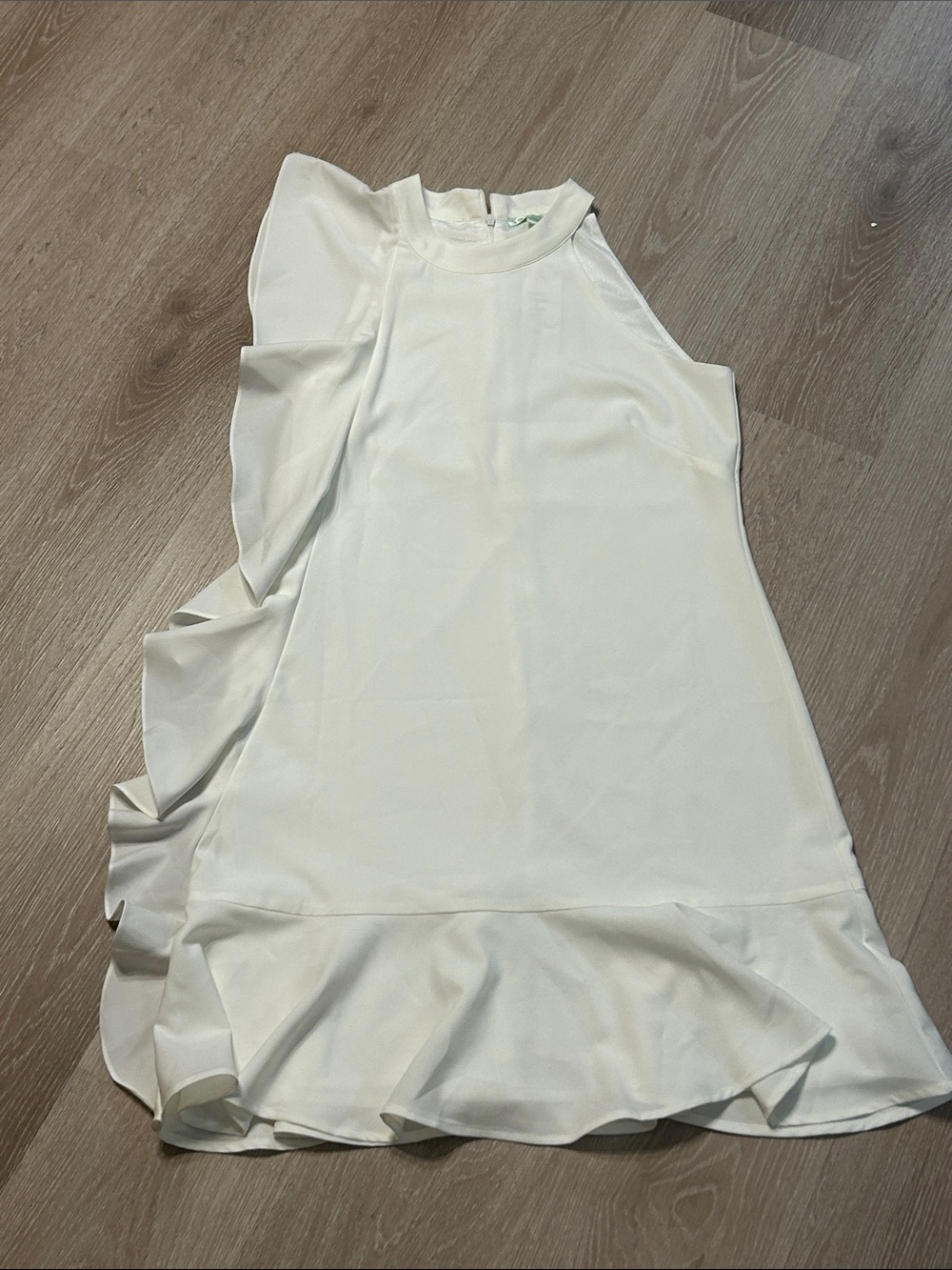 Jade White Ruffled Halter Style Sleeveless Above The Knee Dress Sz Small